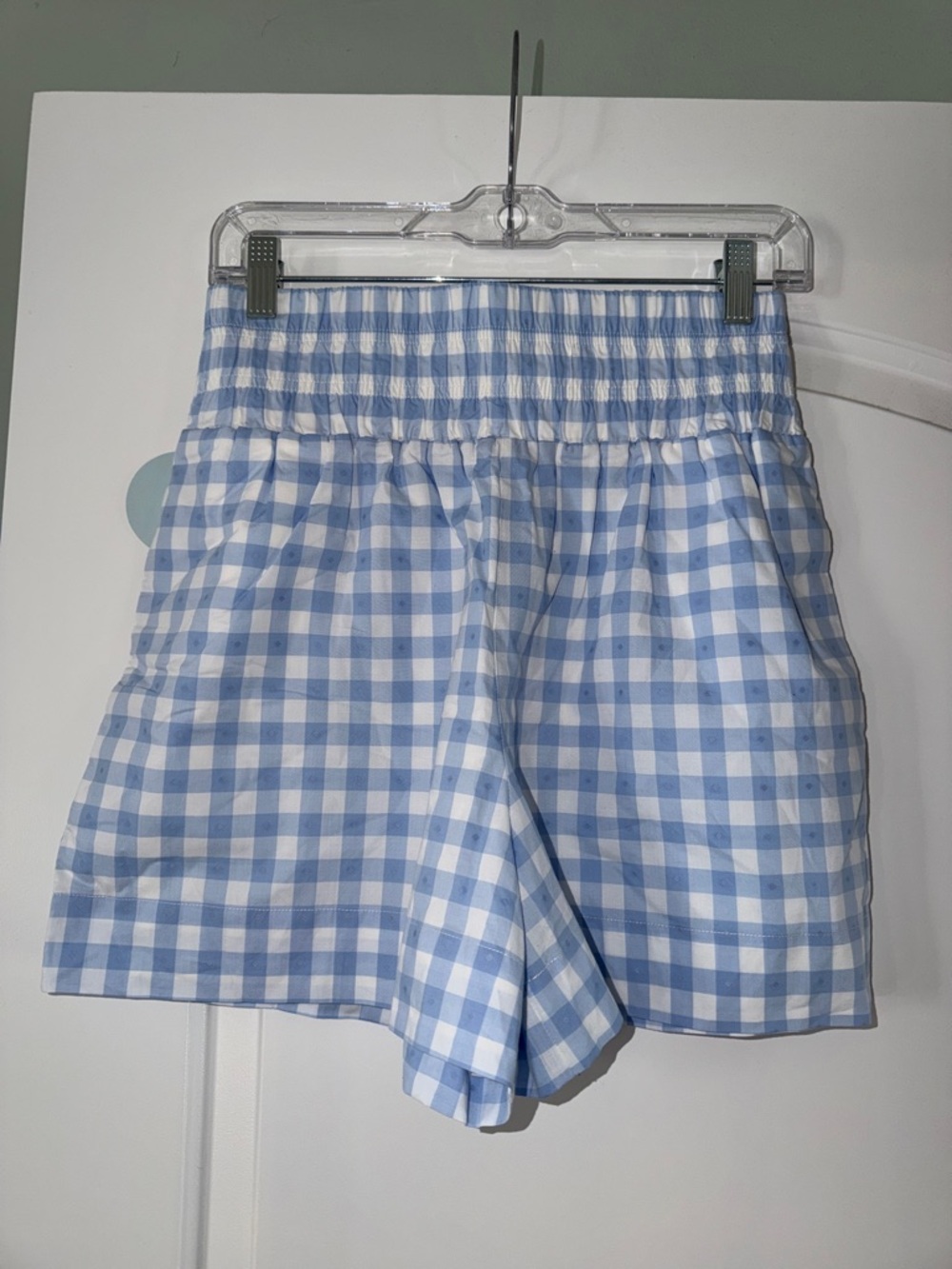 Hill House Light Blue & White Gingham High-Waist Shorts